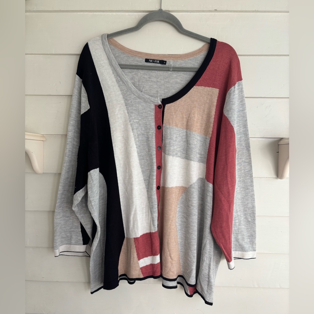 NIC+ZOE  Come Together Button Lightweight Cardigan Size 3X